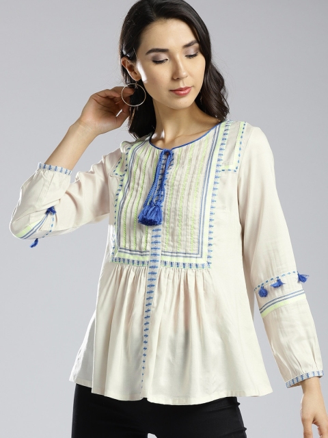 

W Women Off-White Self Design A-Line Top