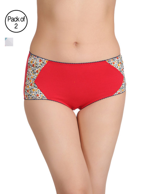 

Clovia Women Pack of 2 Hipster Briefs COMPNC277XL, Red