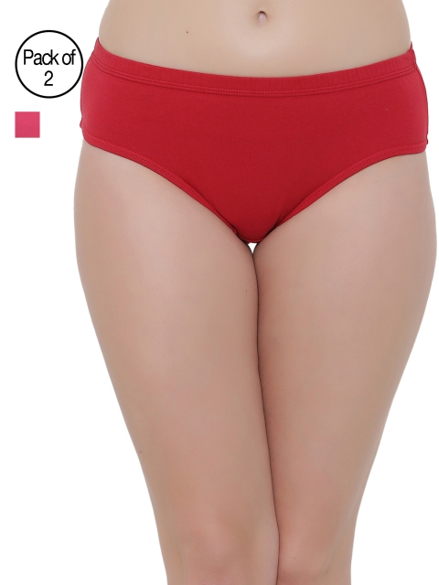 

Clovia Pack of 2 Solid Basic Briefs COMPNC354XL, Red