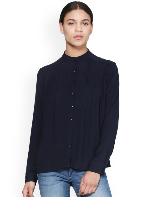 

Van Heusen Woman Navy Blue Regular Fit Solid Casual Shirt