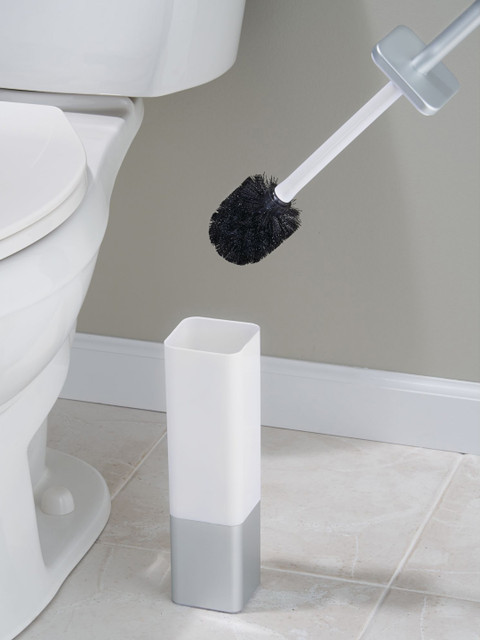 

INTERDESIGN Silver-toned & White Toilet Brush Holder