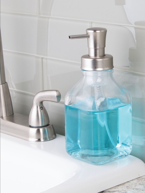 

INTERDESIGN White & Silver-toned Soap Dispenser