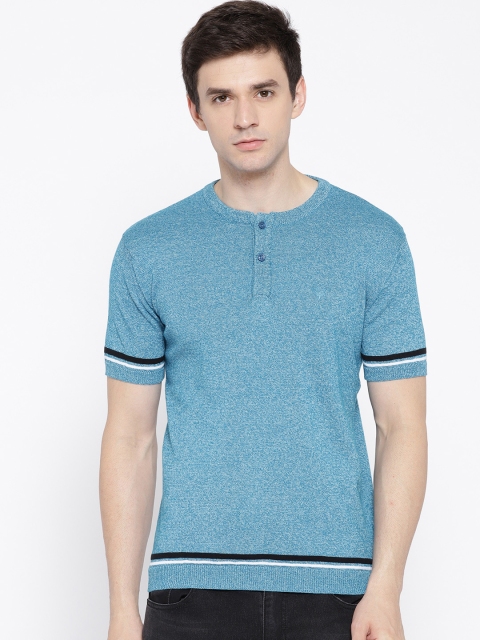 

Allen Solly Men Blue Solid Henley Neck T-shirt