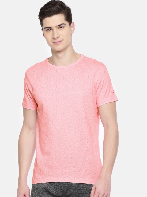 

Allen Solly Men Coral Pink Printed Round Neck Pure Cotton T-shirt