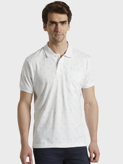 

Parx Men White Printed Polo Collar T-shirt