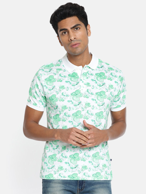 

Parx Men White Printed Polo Collar T-shirt