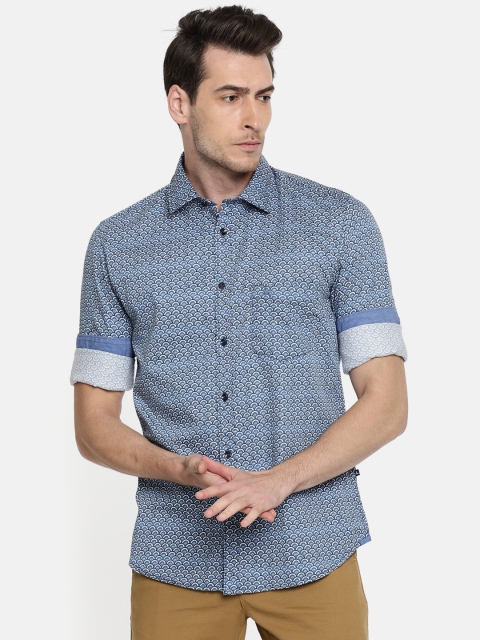 

Parx Men Blue Slim Fit Printed Casual Shirt