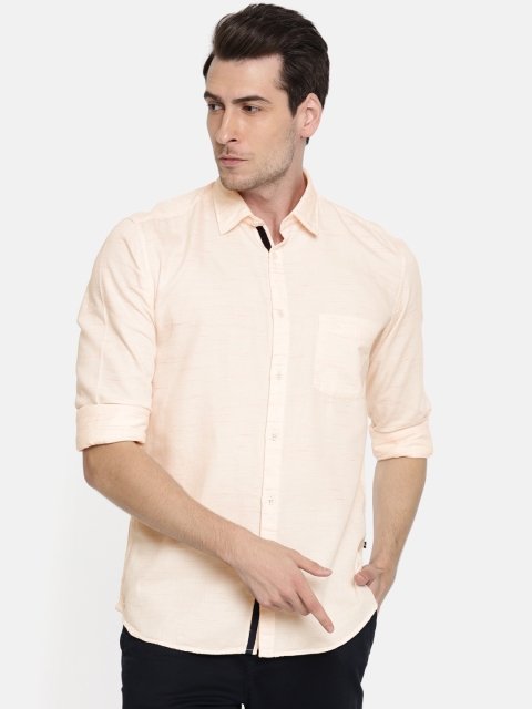 

Parx Men Peach Slim Fit Solid Casual Shirt