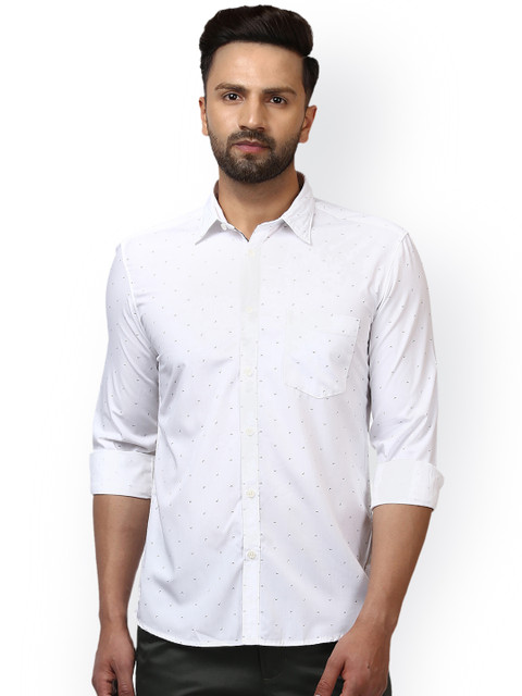 

Parx Men White Printed Slim Fit Casual Shirt