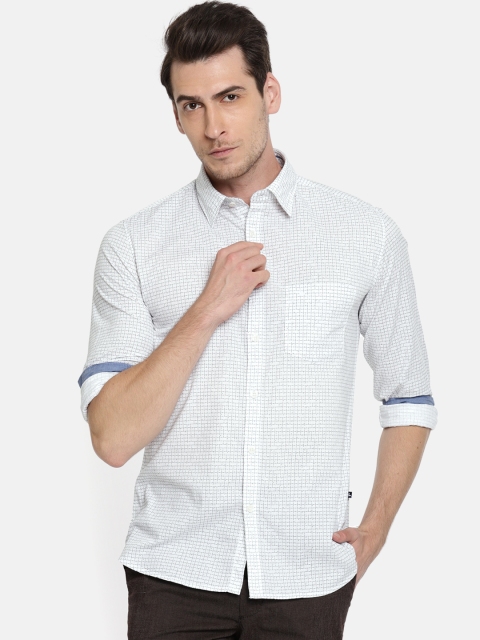 

Parx Men White & Blue Slim Fit Printed Casual Shirt