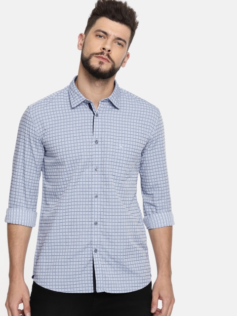 

Parx Men Blue Slim Fit Checked Casual Shirt