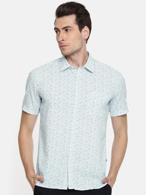 

Parx Men Blue & Off-White Slim Fit Printed Casual Shirt
