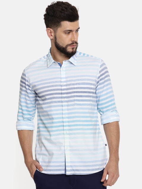 

Parx Men Blue & White Slim Fit Striped Casual Shirt