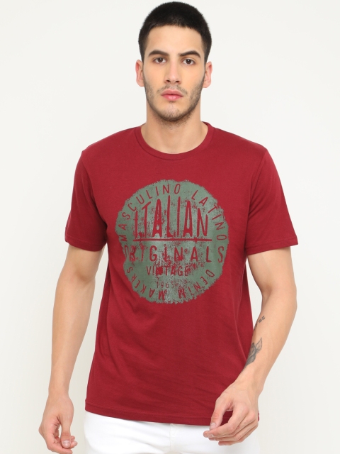 

Masculino Latino Men Red Printed Round Neck T-shirt