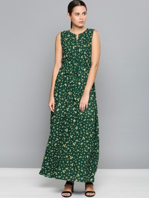 

Chemistry Women Green Floral Printed A-Line Maxi Dress