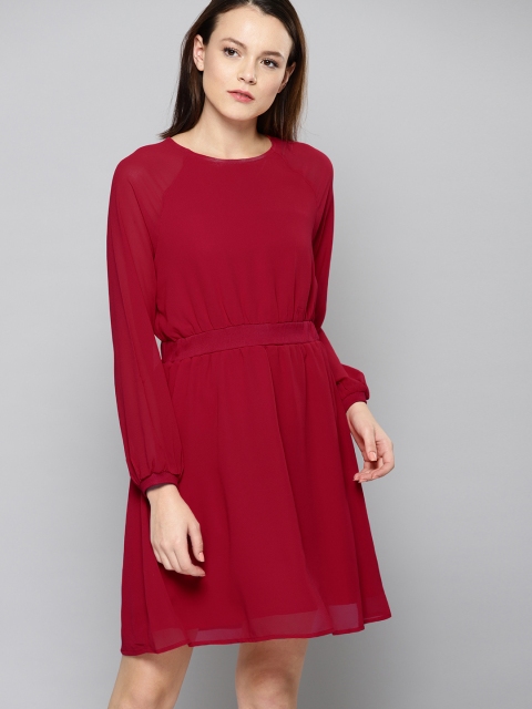 

Chemistry Women Red Solid Fit and Flare Dress