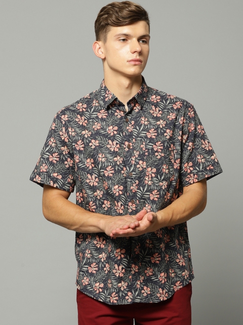 

Marks & Spencer Men Navy Blue & Orange Regular Fit Printed Casual Shirt