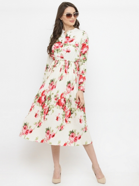 

plusS Women Off-White Printed Fit and Flare Dress