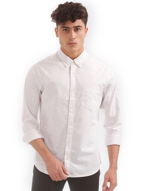 

Aeropostale Men White Regular Fit Printed Casual Shirt
