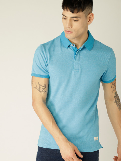 

United Colors of Benetton Men Blue Solid Polo Collar T-shirt