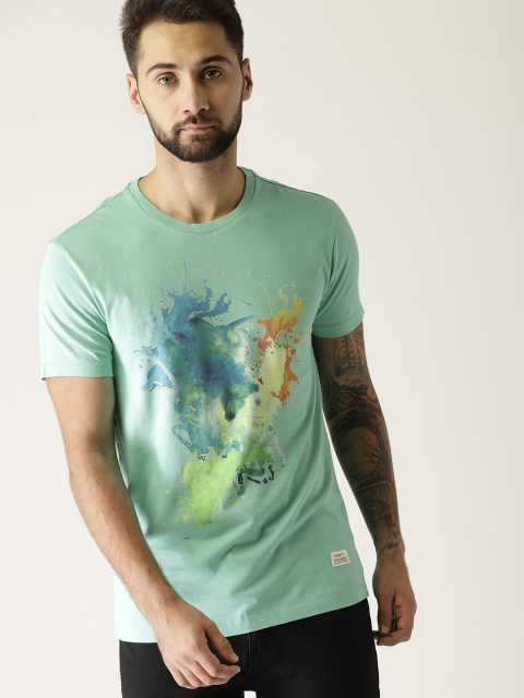 

United Colors of Benetton Men Green Printed Round Neck T-shirt