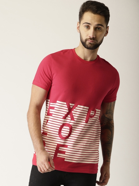 

United Colors of Benetton Men Red Striped Round Neck T-shirt