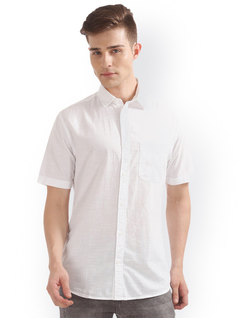 

IZOD Men White Slim Fit Solid Casual Shirt