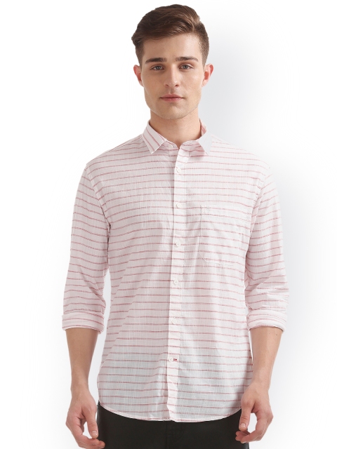

IZOD Men White Slim Fit Striped Casual Shirt