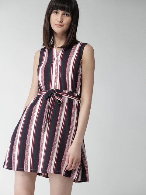 

Tommy Hilfiger Women Navy Blue & White Striped Fit and Flare Dress