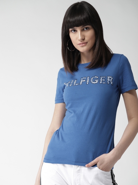 

Tommy Hilfiger Women Blue Solid Round Neck T-shirt