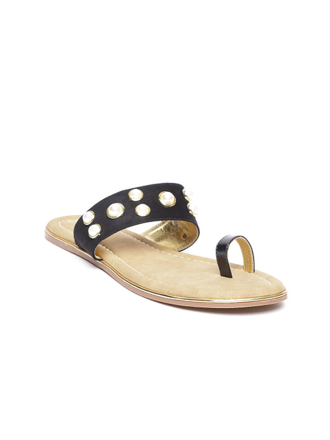 

Inc 5 Women Black & Off-White Beaded One Toe Flats