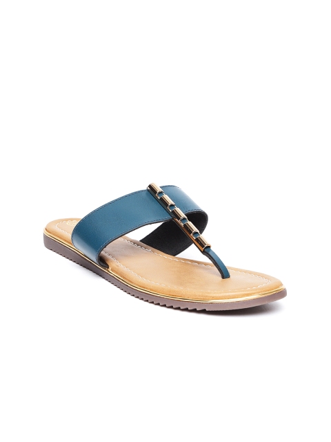 

Inc 5 Women Teal Blue Solid T-Strap Flats