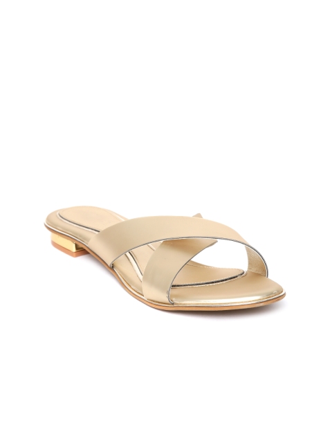 

Inc 5 Women Gold-Toned Solid Open Toe Flats