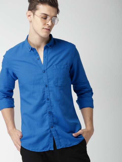 

Mast & Harbour Men Blue Slim Fit Solid Casual Shirt