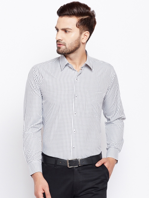 

Hancock Men Black & White Slim Fit Checked Formal Shirt