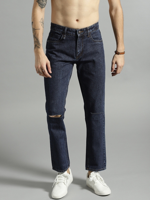 

Roadster Men Navy Slim Fit Mid-Rise Slash Knee Jeans, Blue