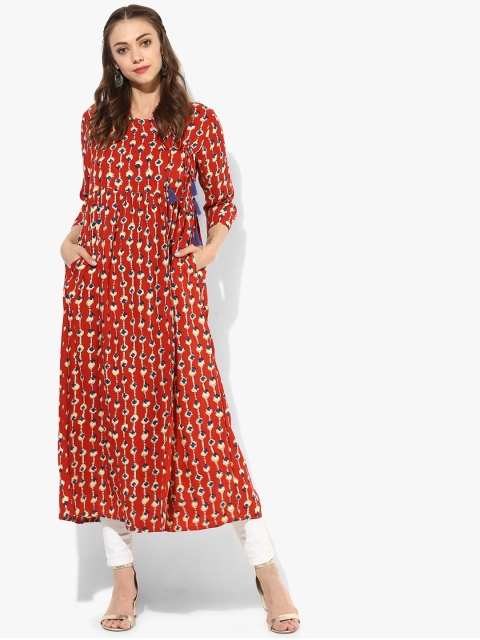 

Sangria Women Red & Beige Printed A-line Kurta