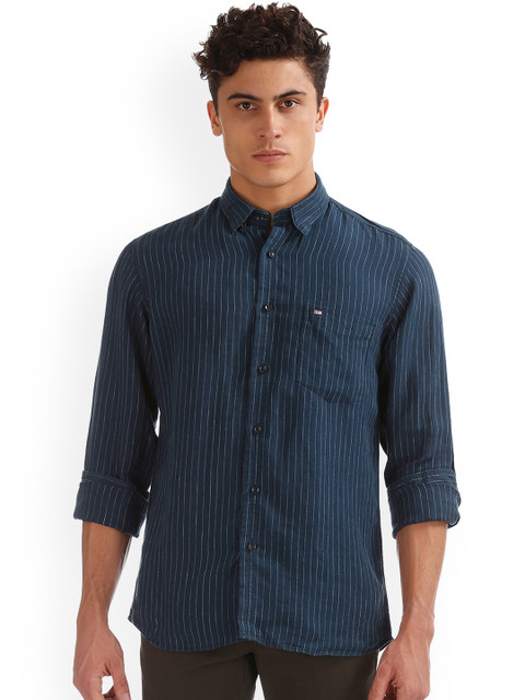 

Arrow Sport Men Navy Blue Striped Casual Shirt