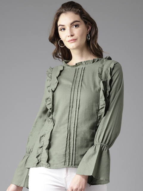 

Moda Rapido Women Olive Green Solid Top