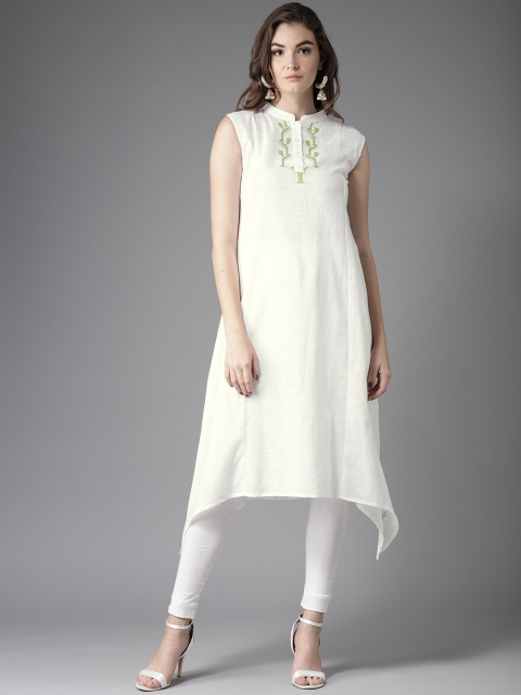 

Moda Rapido Women White Solid Asymmetric A-Line Kurta