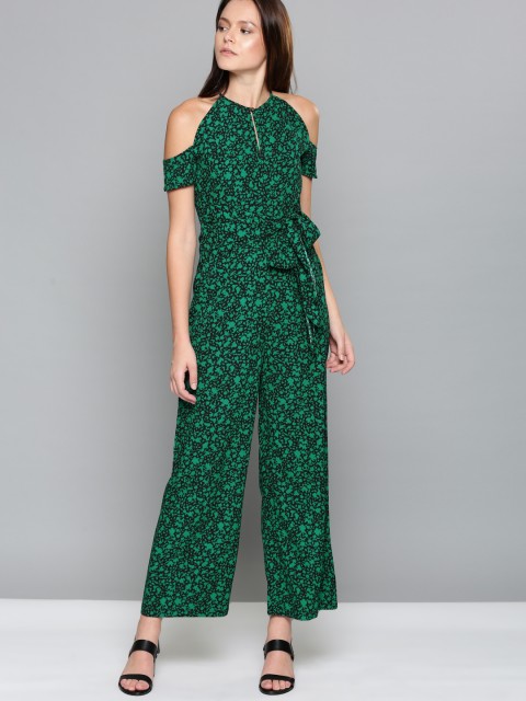 

Chemistry Green & Black Printed Basic Jumpsuit, Teal
