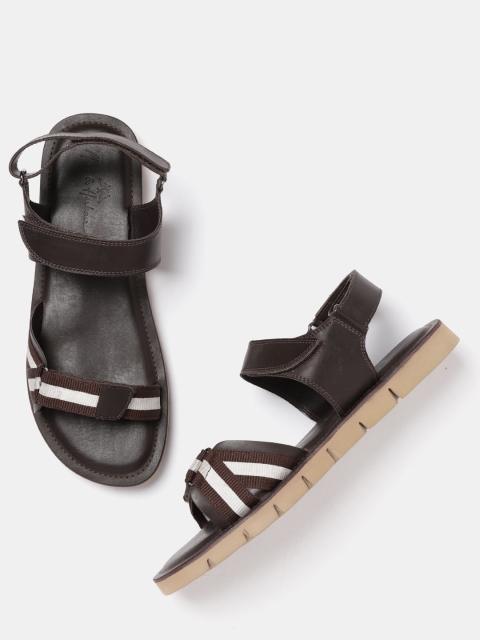 

Mast & Harbour Men Coffee Brown Striped Comfort Sandals