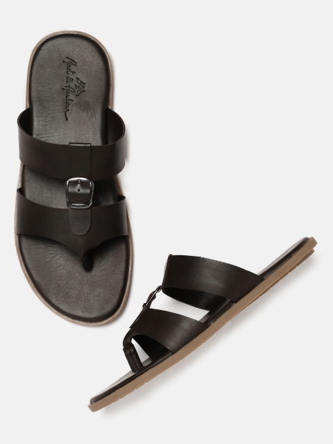 

Mast & Harbour Men Tan Brown Solid Slip-On Comfort Sandals