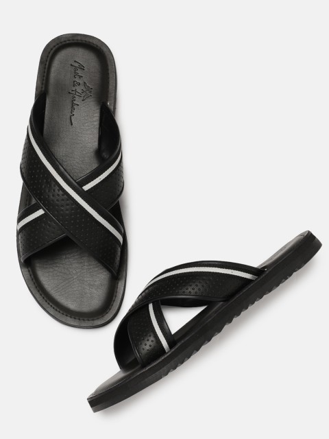 

Mast & Harbour Men Black Solid Slip-On Comfort Sandals