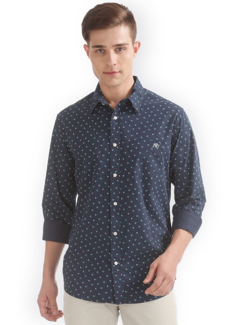 

Aeropostale Men Blue Regular Fit Printed Casual Shirt