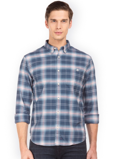 

Aeropostale Men Blue Regular Fit Checked Casual Shirt
