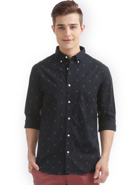 

Aeropostale Men Blue Regular Fit Printed Casual Shirt