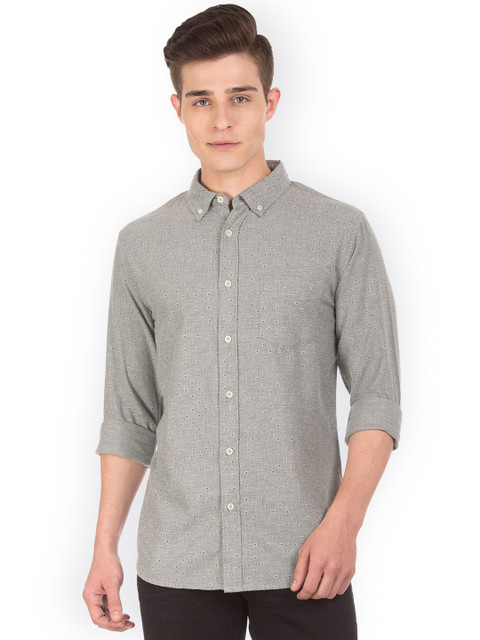 

Aeropostale Men Grey Regular Fit Printed Casual Shirt
