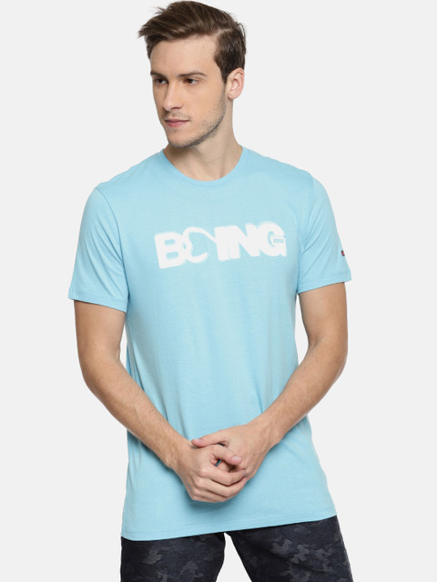 

Being Human Clothing Men Blue Printed Round Neck T-shirt