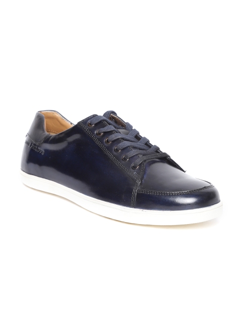 

Louis Philippe Men Navy Leather Sneakers, Navy blue